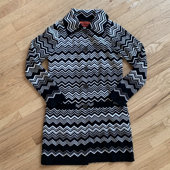 Missoni for Target black & white Chevron Print Knit Dress Coat XS - Picture 9 of 10